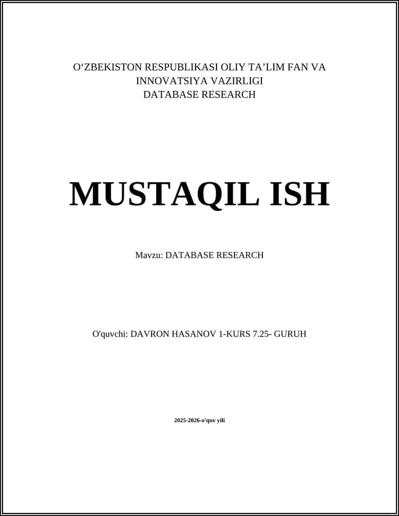 DATABASE RESEARCH 1