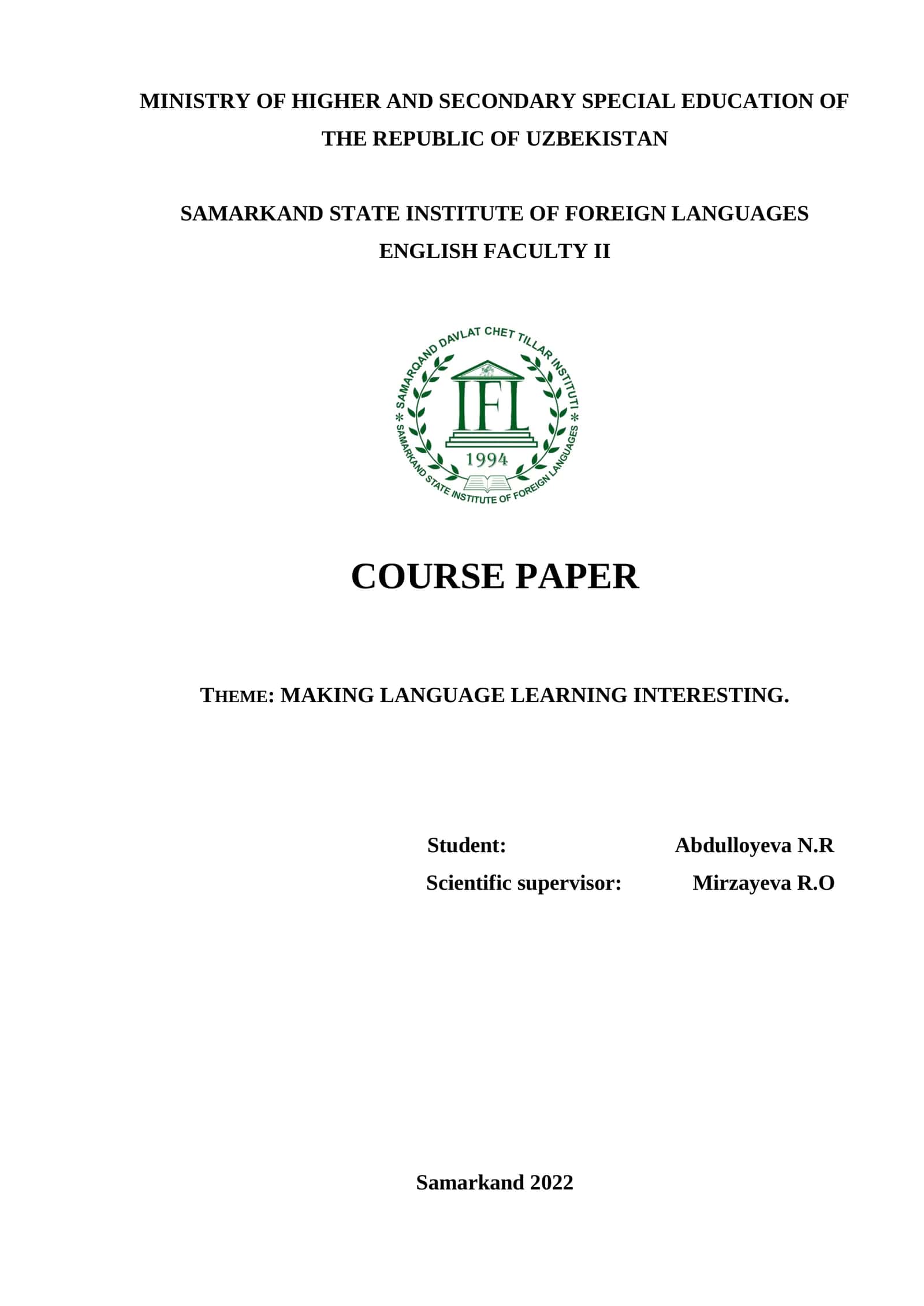 MAKING LANGUAGE LEARNING INTERESTING 1
