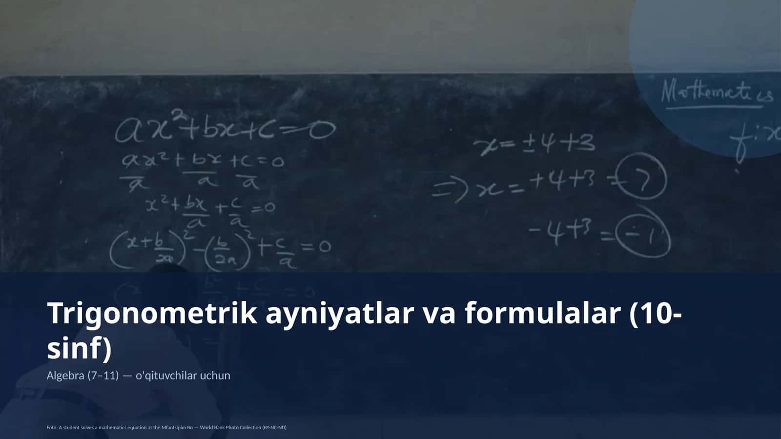 Trigonometrik ayniyatlar va formulalar (10-sinf) 1