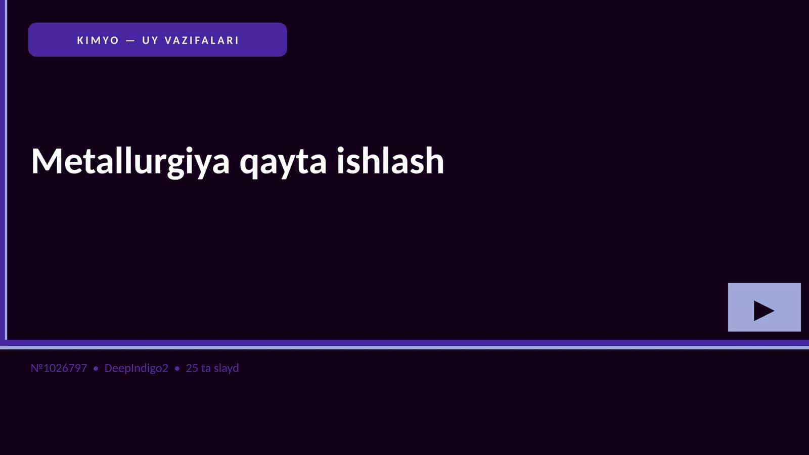 KIMYO — UY VAZIFALARI 1