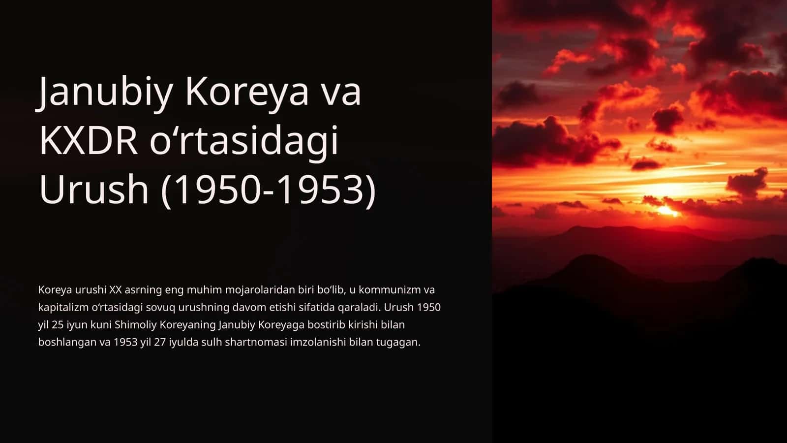 Janubiy Koreya va KXDR o‘rtasidagi Urush (1950-1953) 1