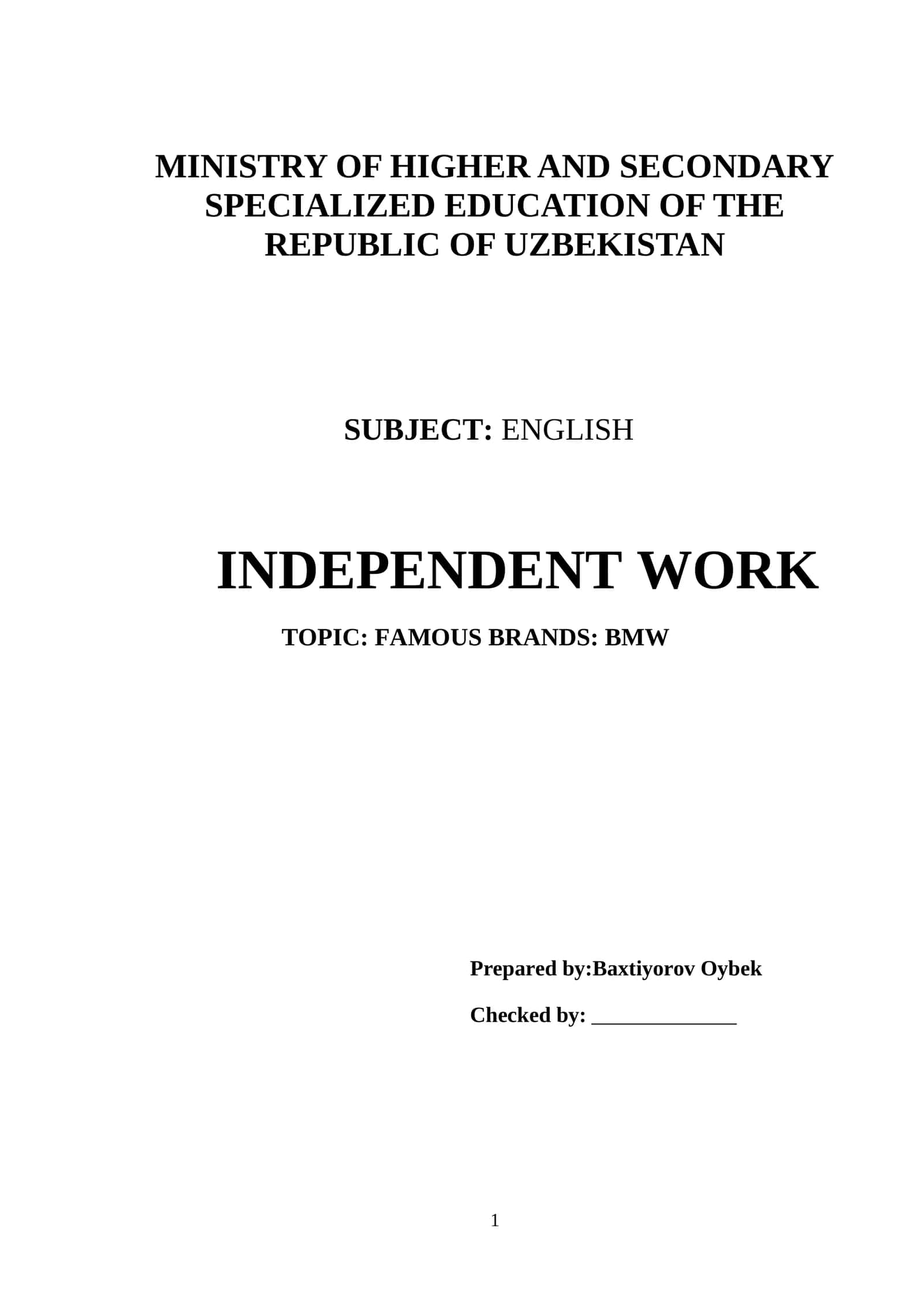 FAMOUS BRANDS: BMW 1