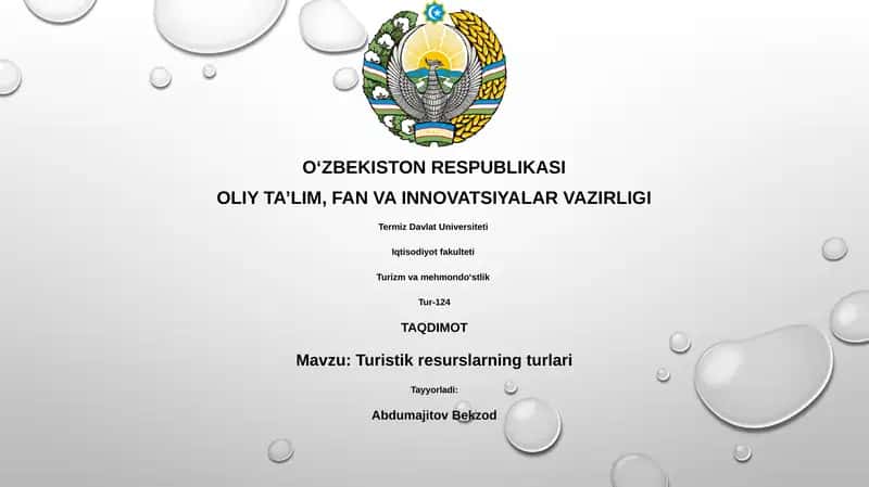 Turistik resurslarning turlari 1