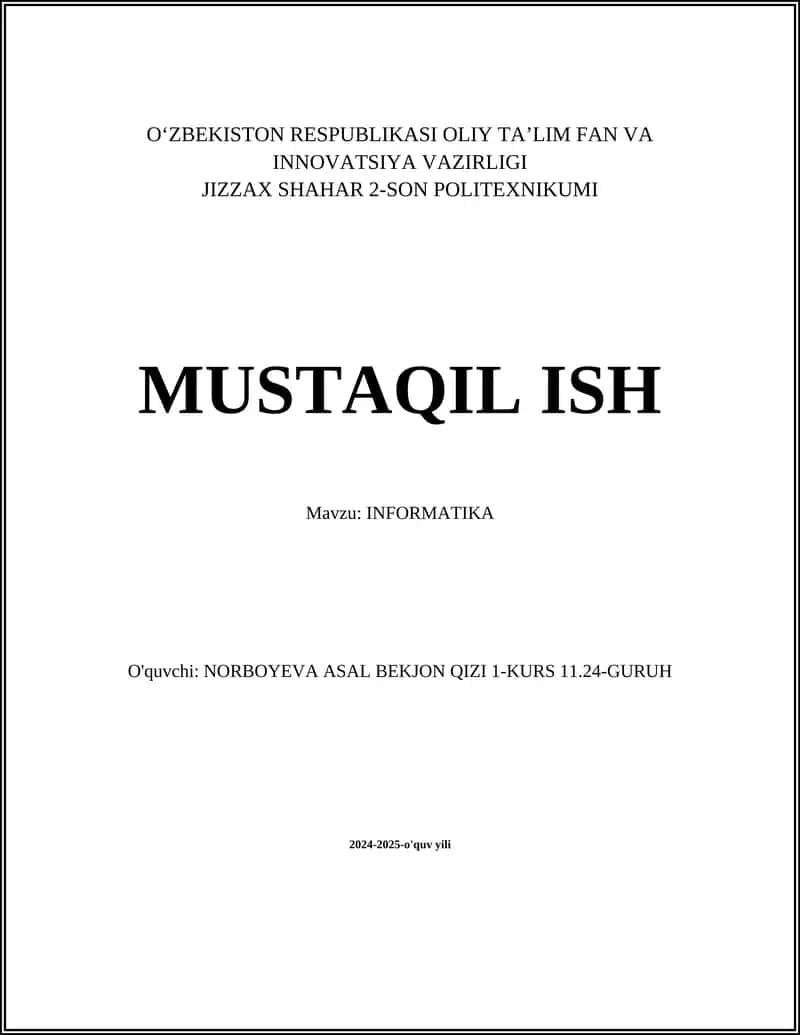 INFORMATIKA 1