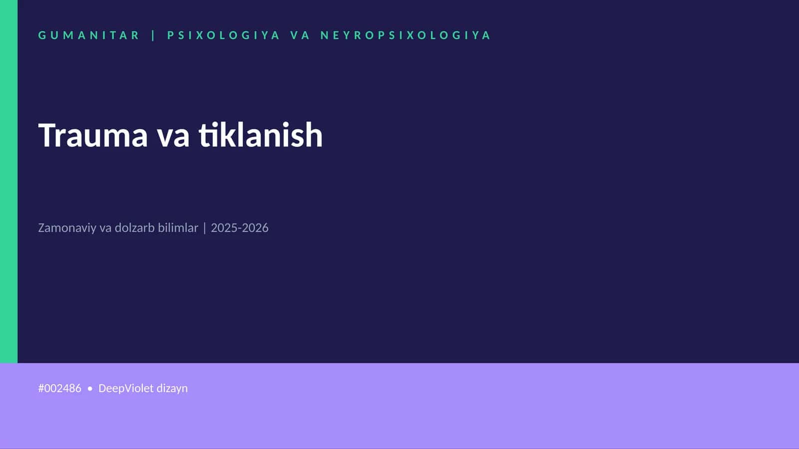 Trauma va tiklanish 1