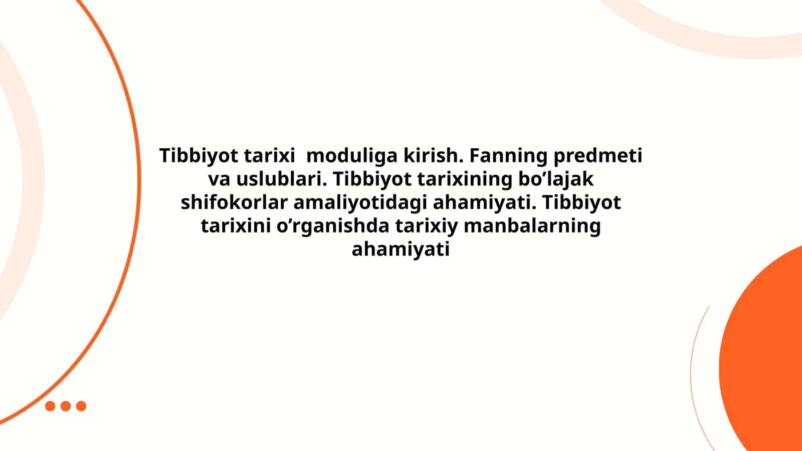 Tibbiyot tarixi 1