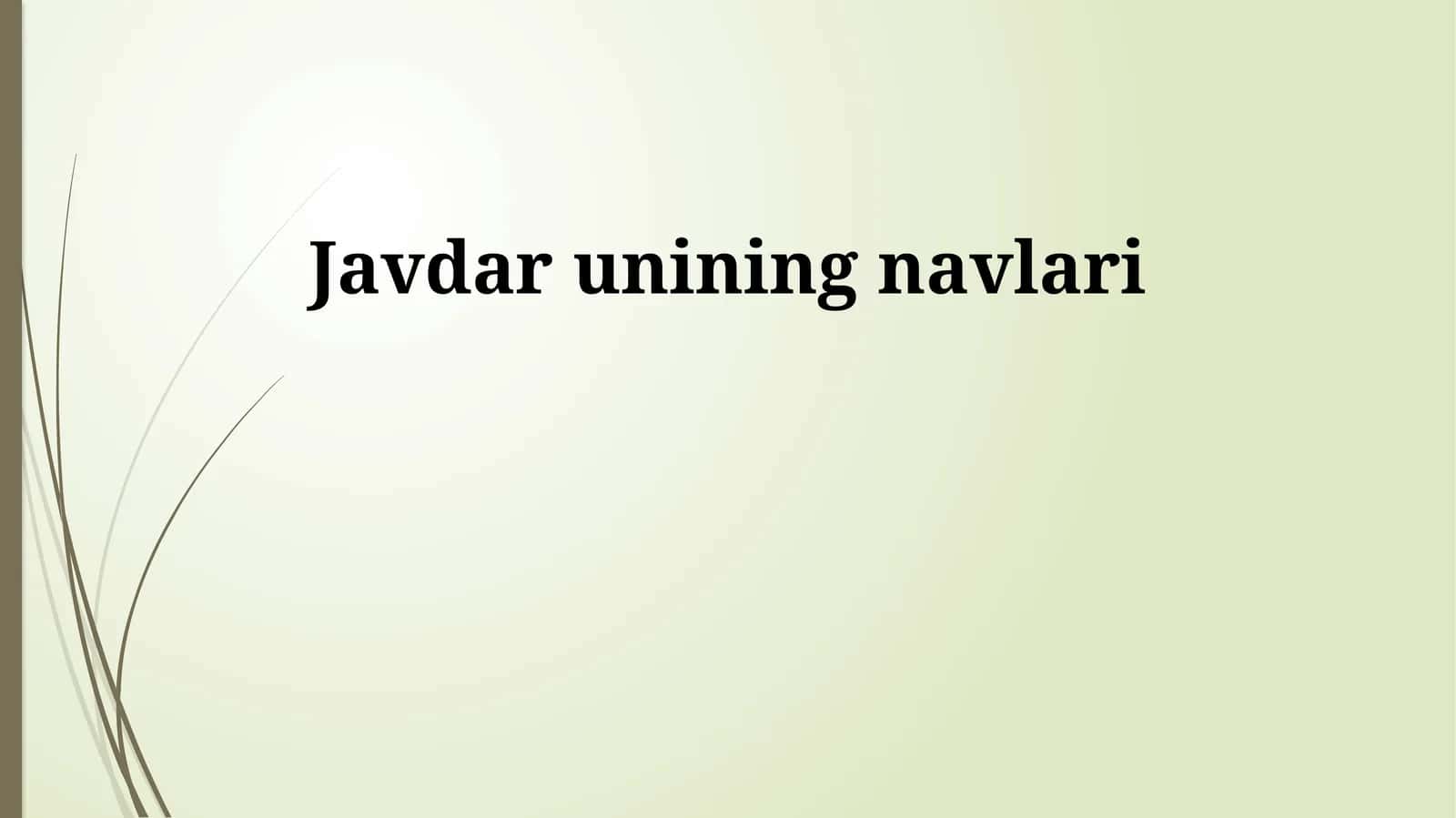 Javdar unining navlari 1