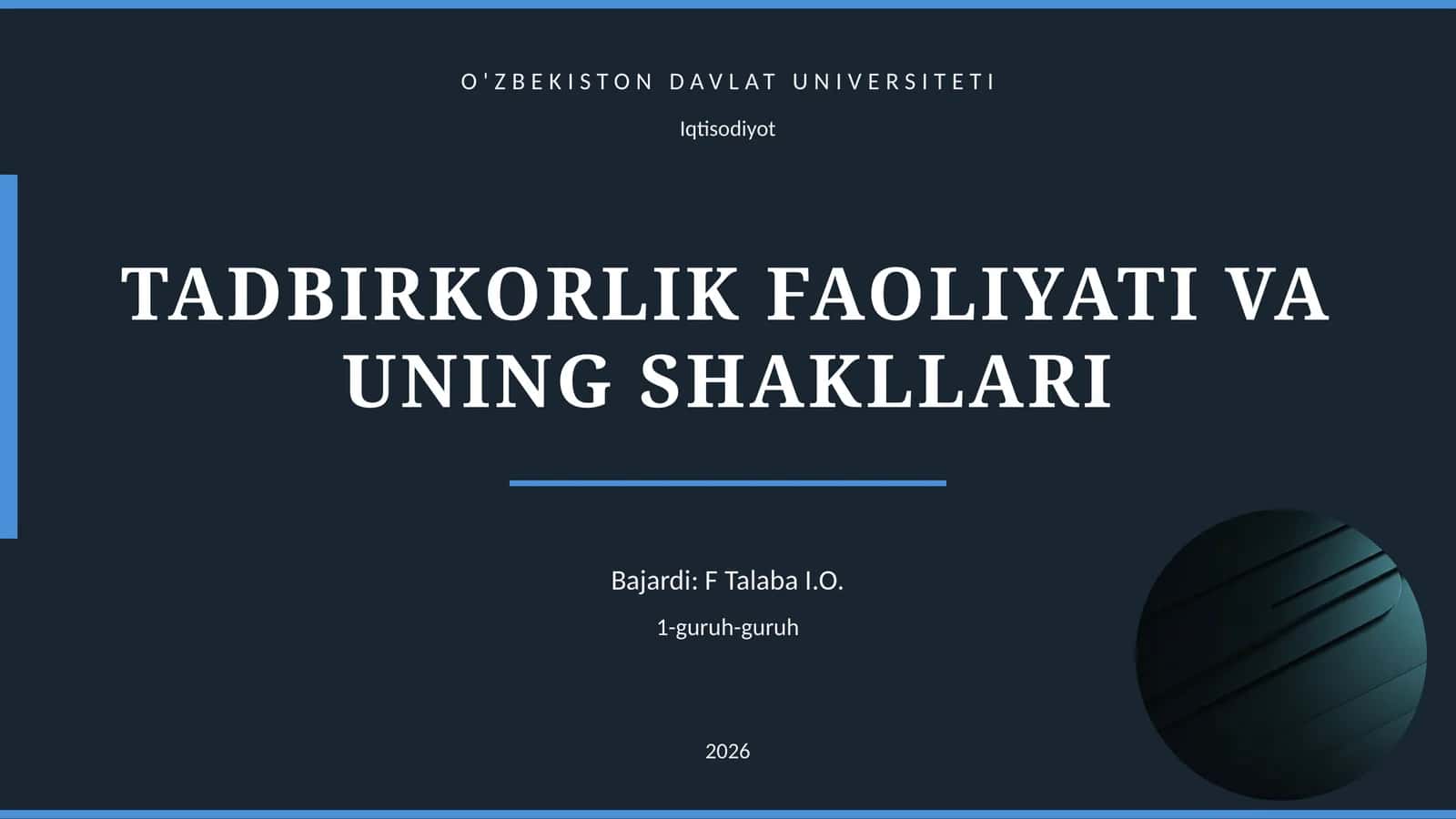 TADBIRKORLIK FAOLIYATI VA UNING SHAKLLARI 1