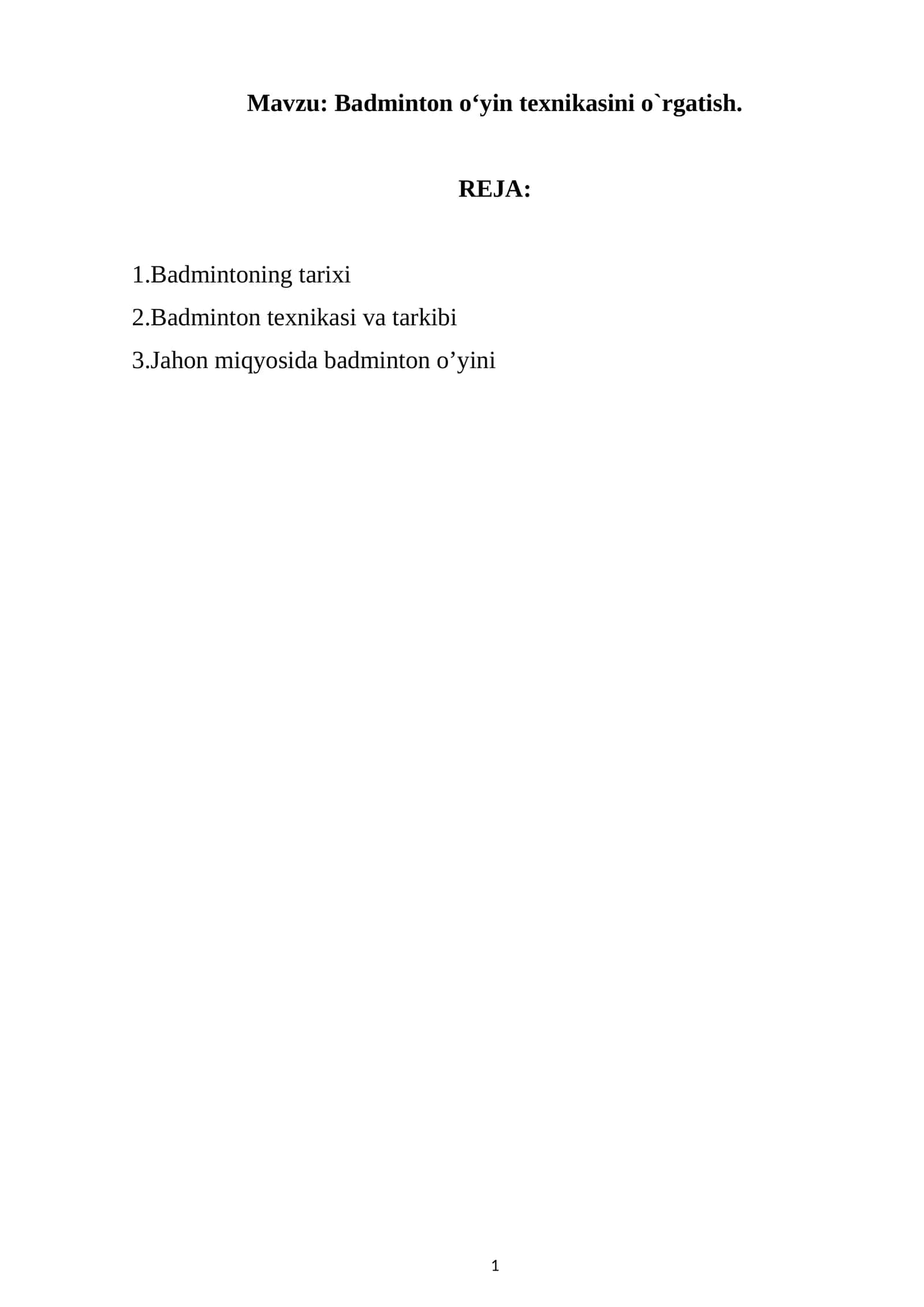 Badminton o‘yin texnikasi 1
