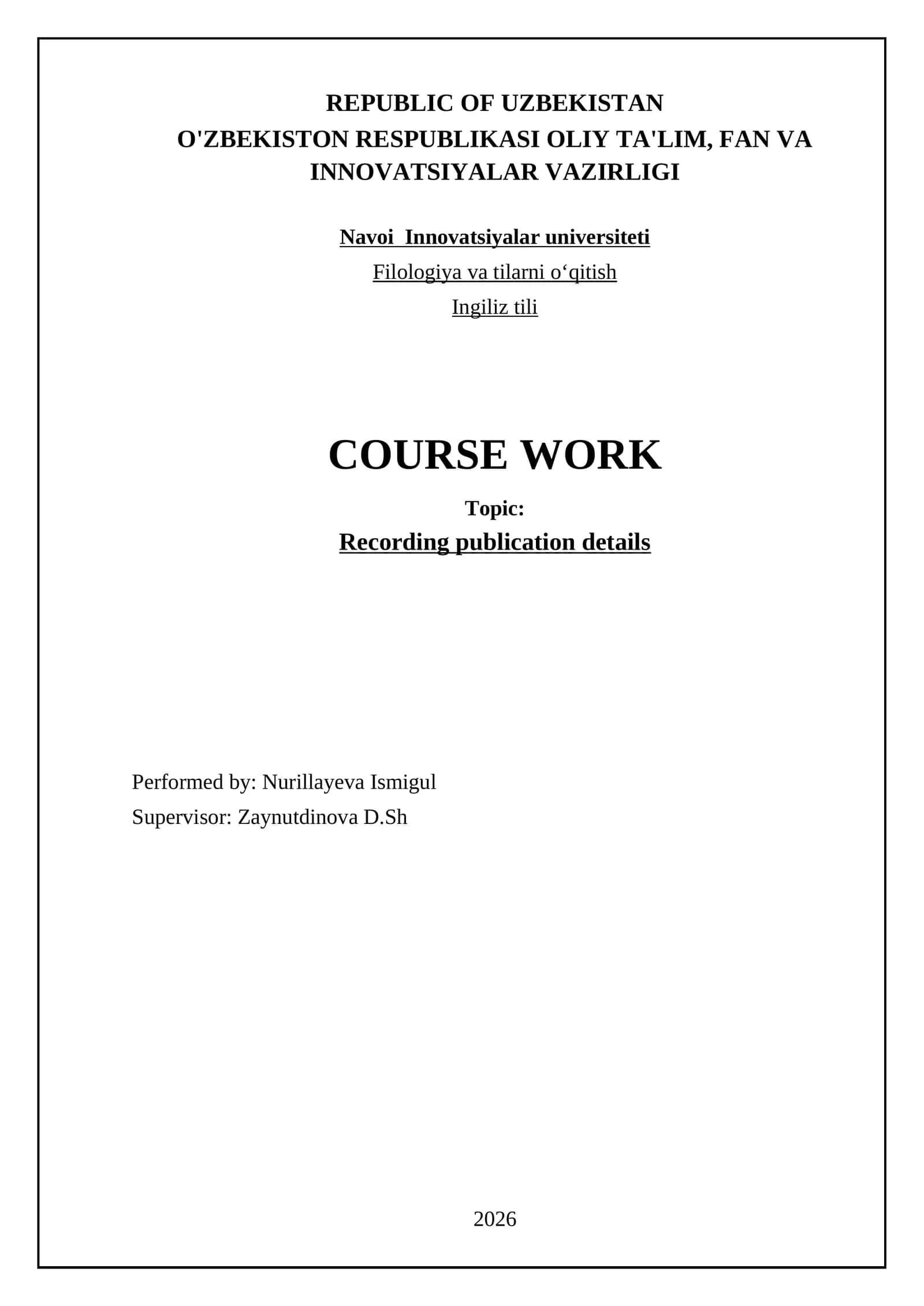 Recording publication details 1