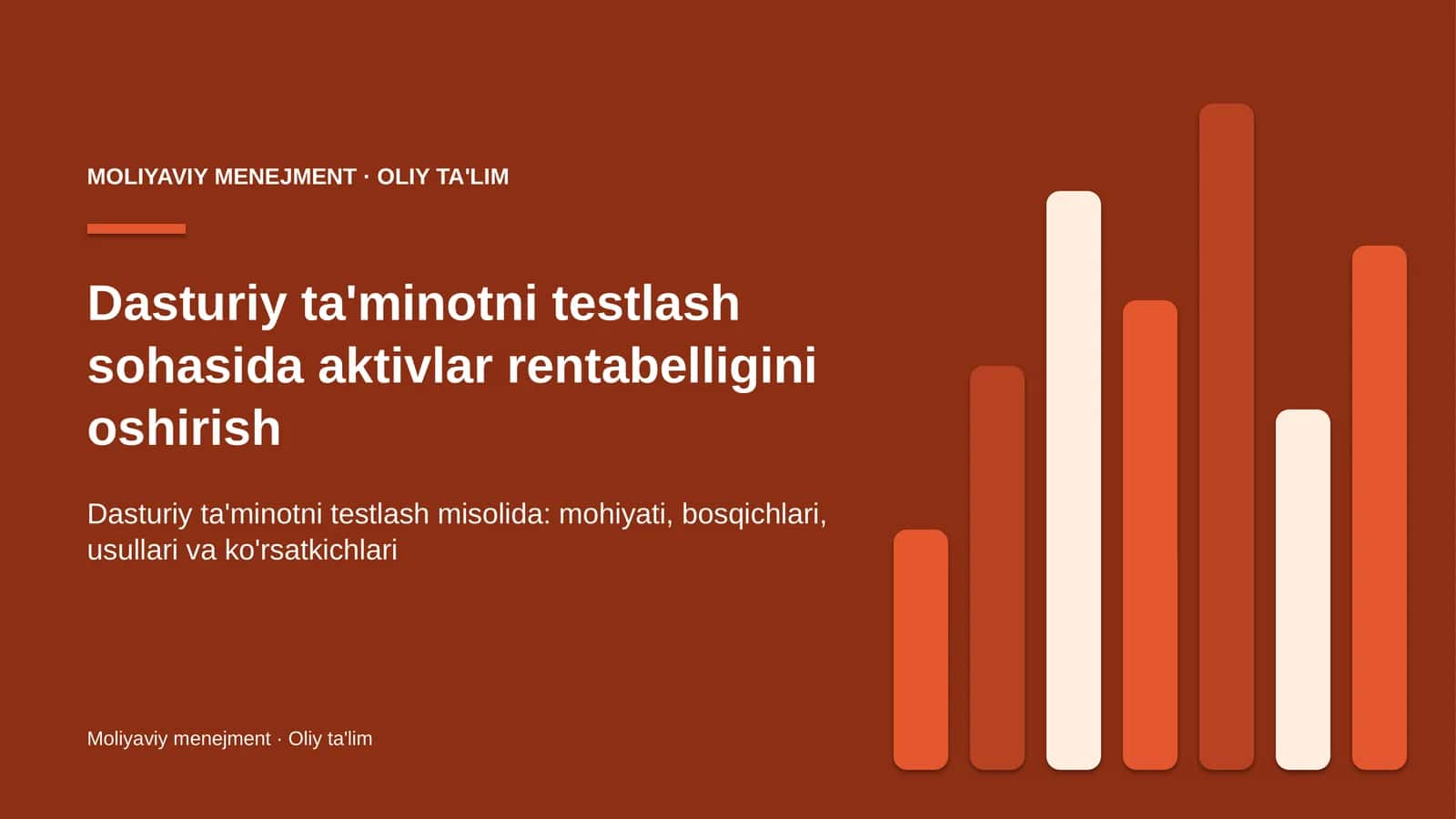Dasturiy ta'minotni testlash sohasida aktivlar rentabelligini oshirish 1