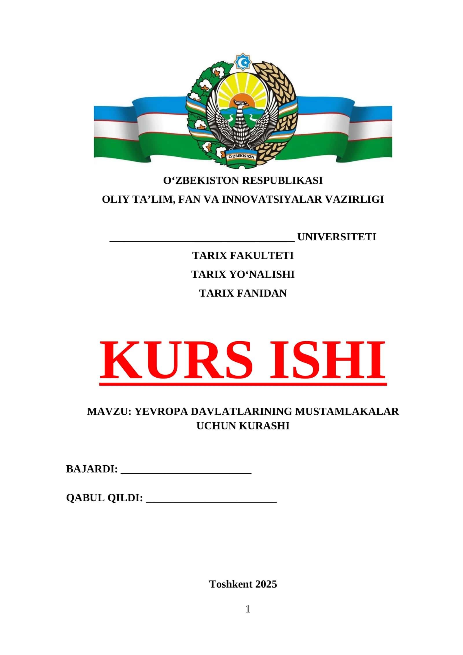 YEVROPA DAVLATLARINING MUSTAMLAKALAR UCHUN KURASHI 1