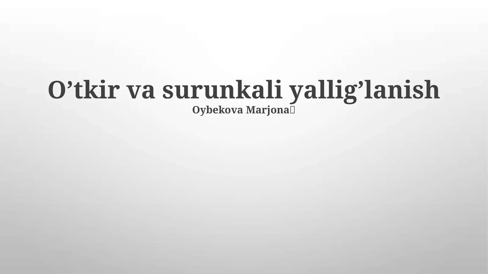 O'tkir va surunkali yallig'lanish 1