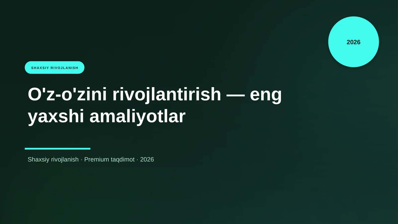 O'z-o'zini rivojlantirish 1