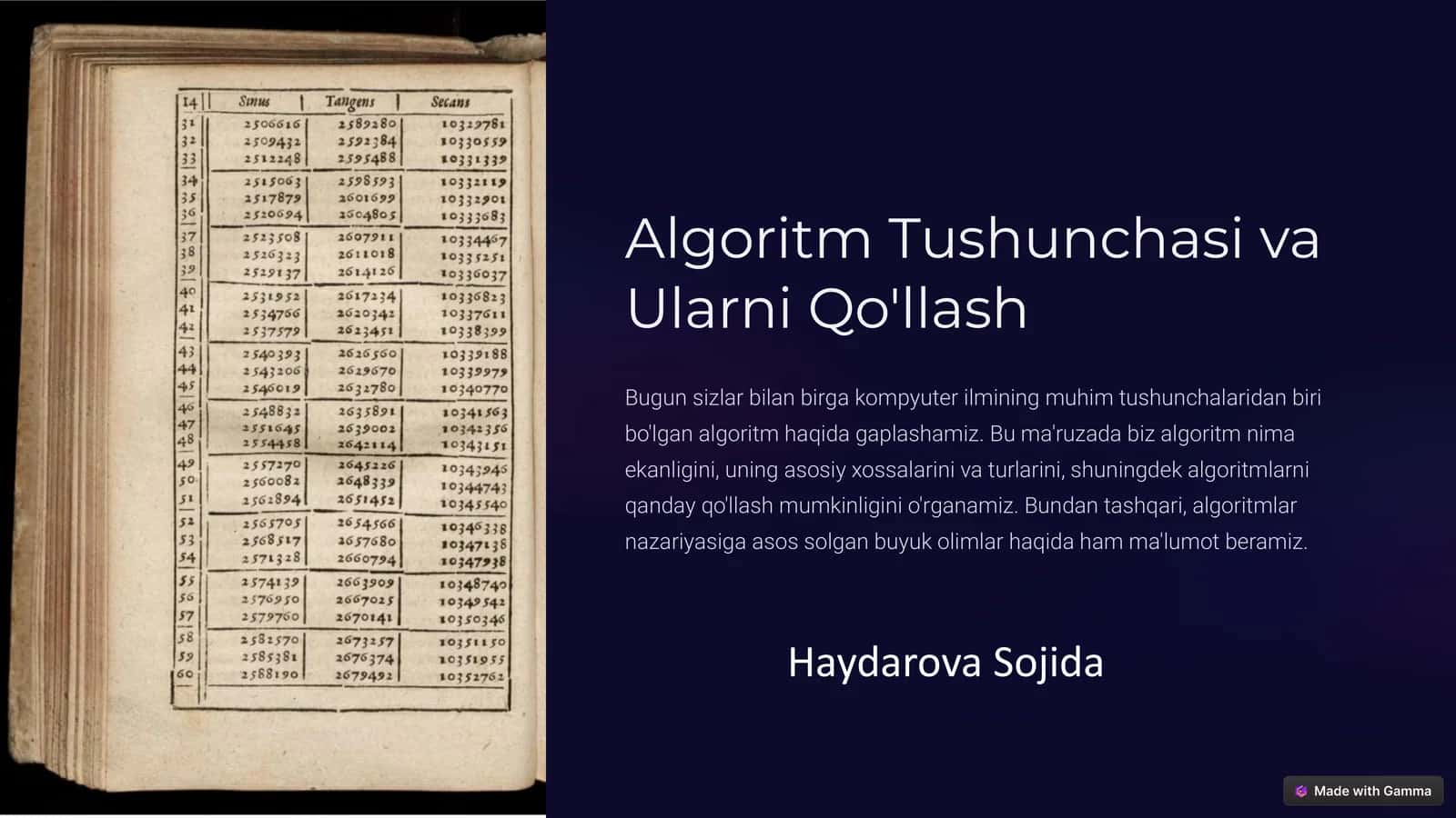 Algoritm Tushunchasi va Ularni Qo'llash 1