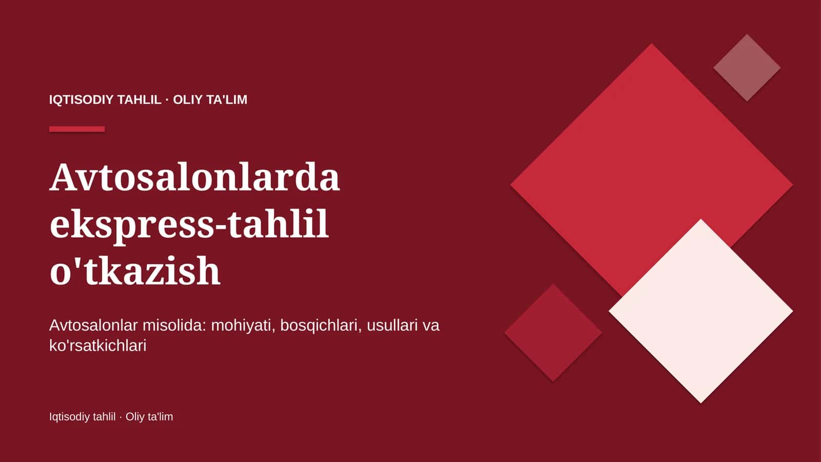 Avtosalonlarda ekspress-tahlil o'tkazish 1