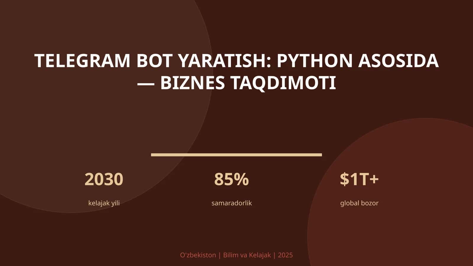 Telegram bot yaratish: Python asosida — biznes taqdimoti 1