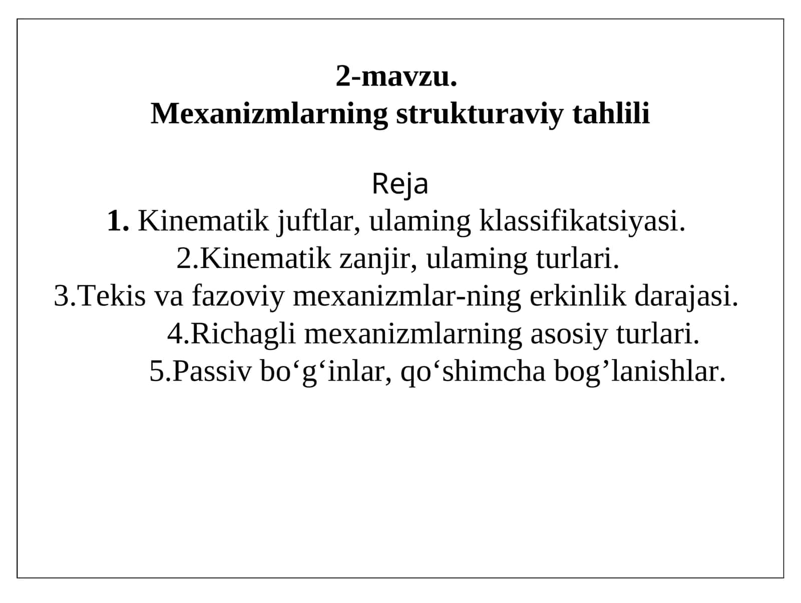 Mexanizmlarning strukturaviy tahlili 1