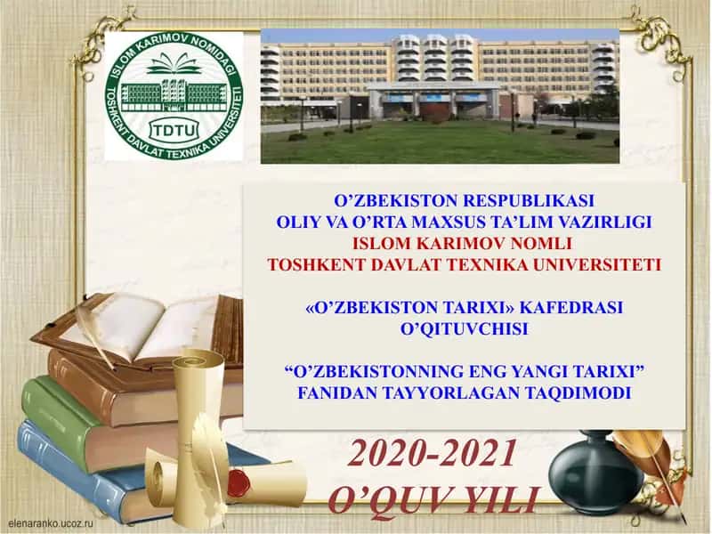 O’ZBEKISTONNING ENG YANGI TARIXI 1