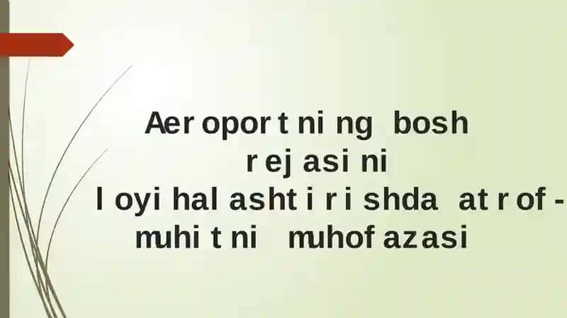 Aeroportning bosh rejasini loyihalashtirish