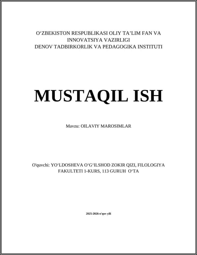 OILAVIY MAROSIMLAR 1