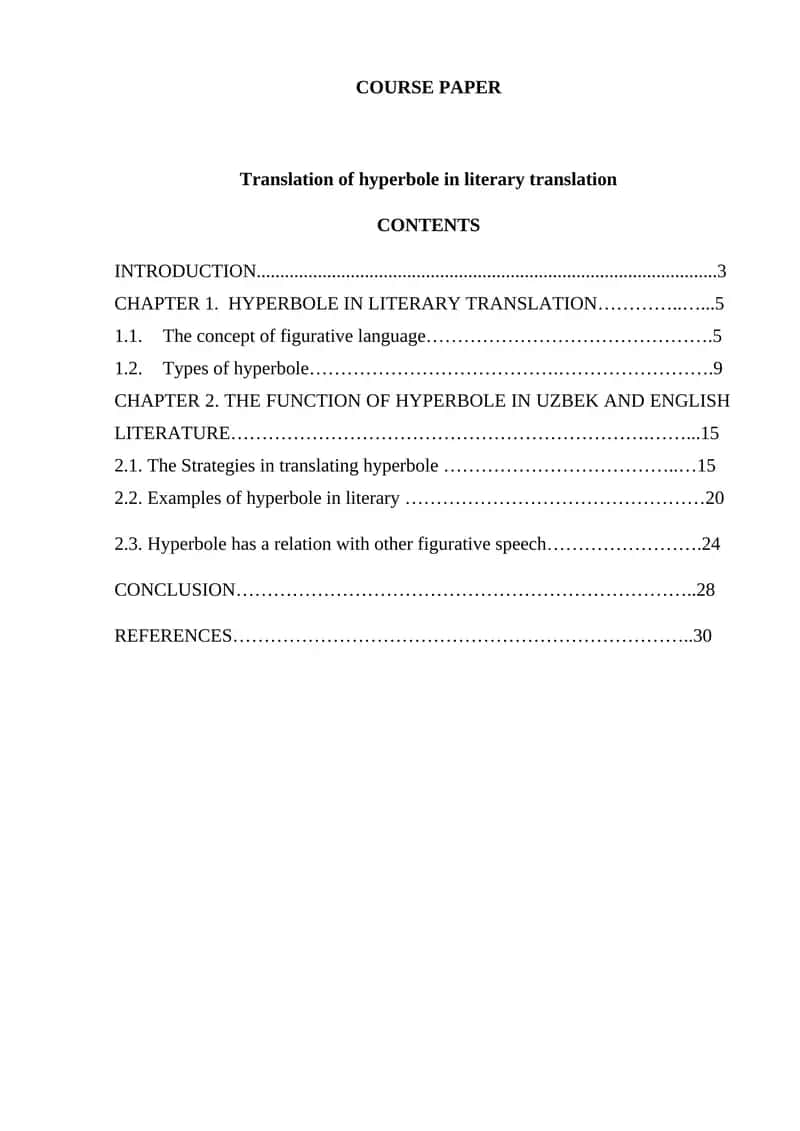 Hyperbole in Literary Translation 1