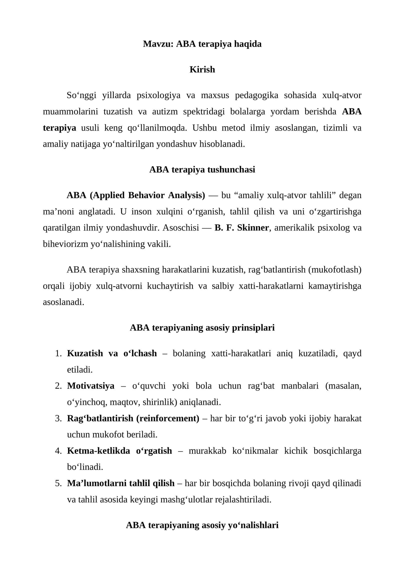 ABA terapiya haqida 1