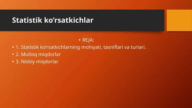 Statistik ko’rsatkichlar 1