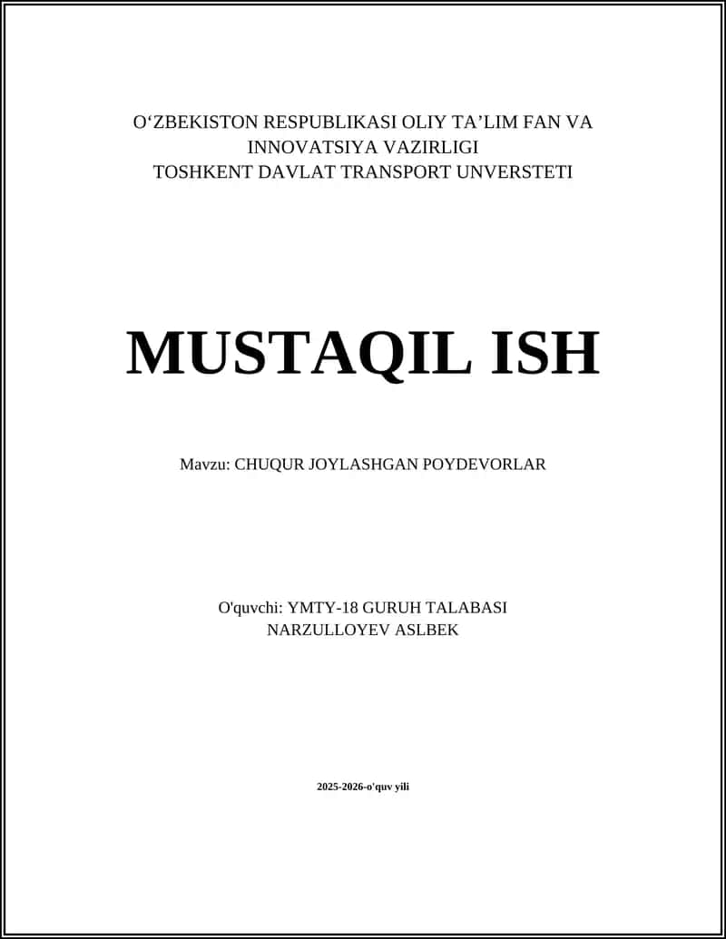 CHUQUR JOYLASHGAN POYDEVORLAR 1
