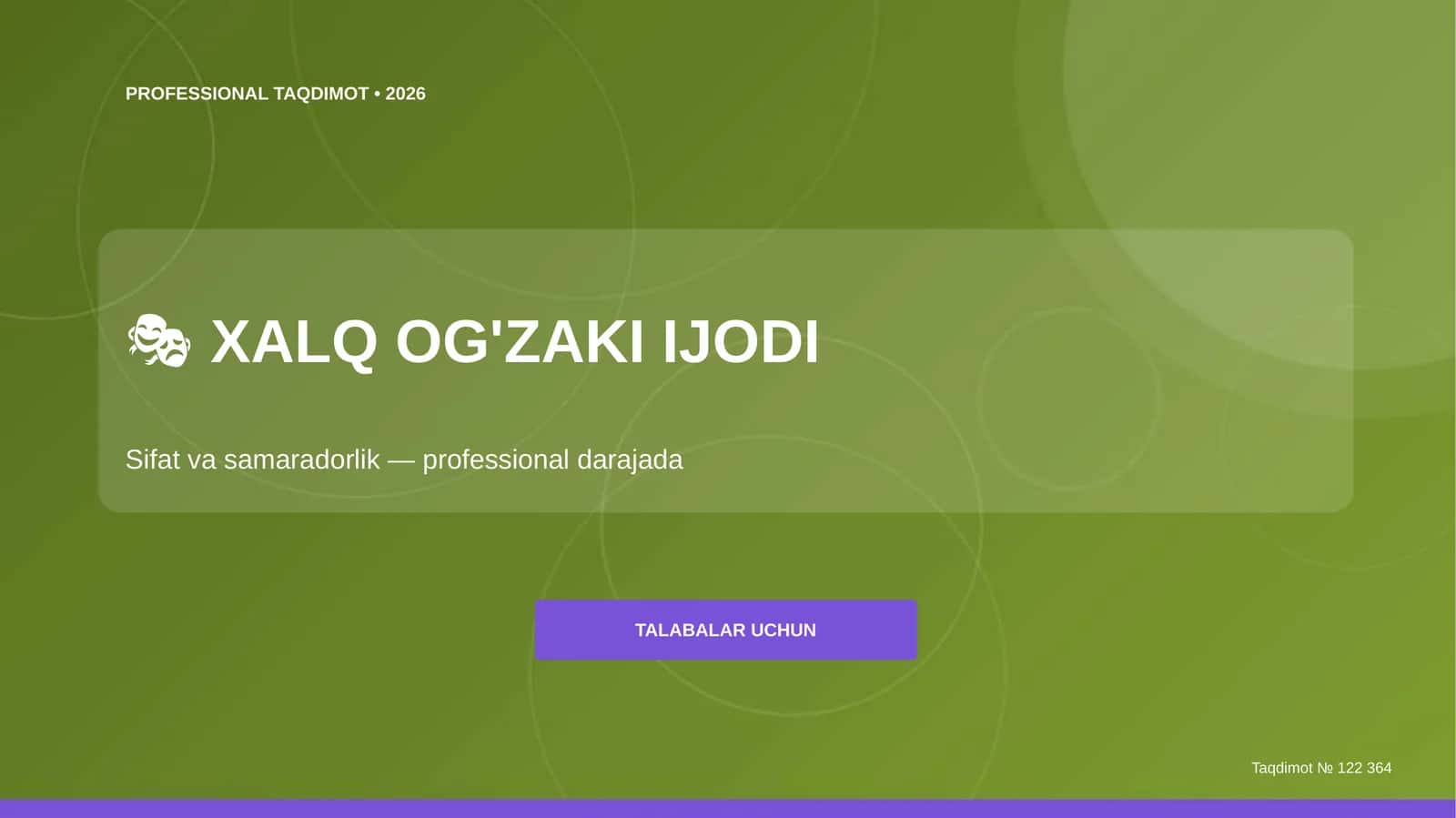 Xalq og'zaki ijodi: sifat va samaradorlik 1