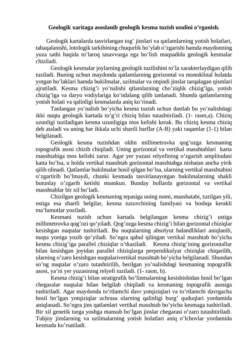 Geologik kesmalar chizish 1