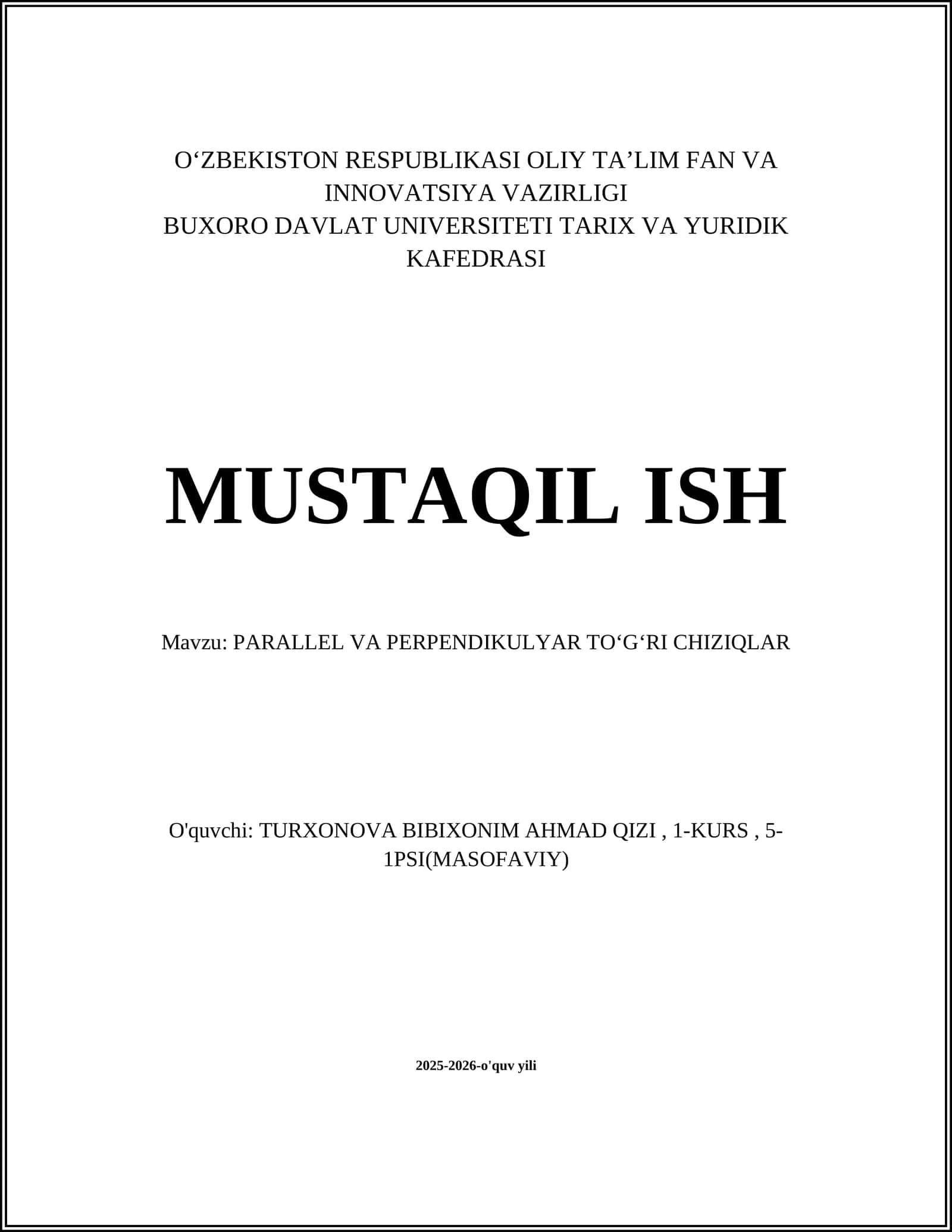 PARALLEL VA PERPENDIKULYAR TOʻGʻRI CHIZIQLAR 1