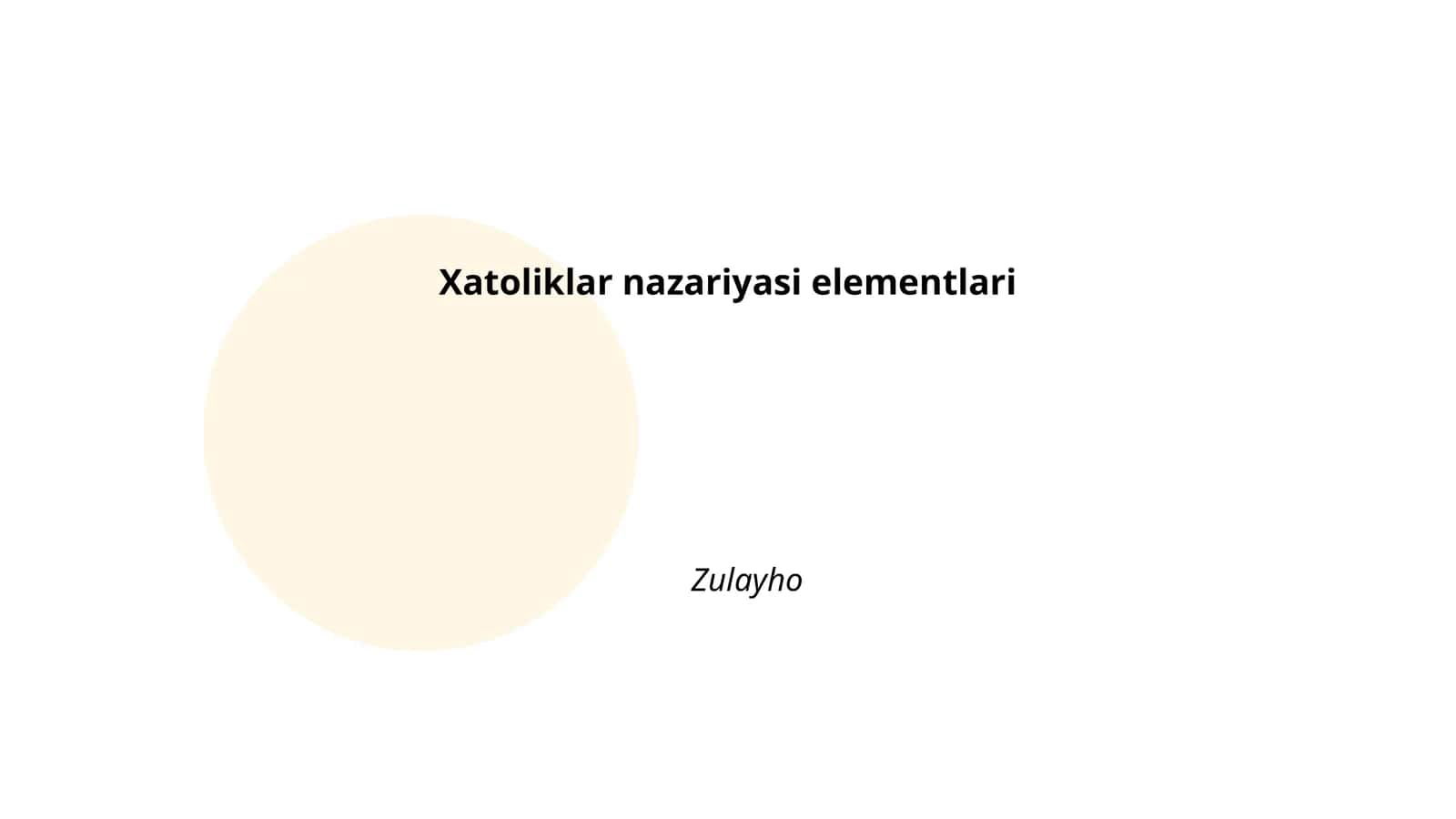 Xatoliklar nazariyasi elementlari 1