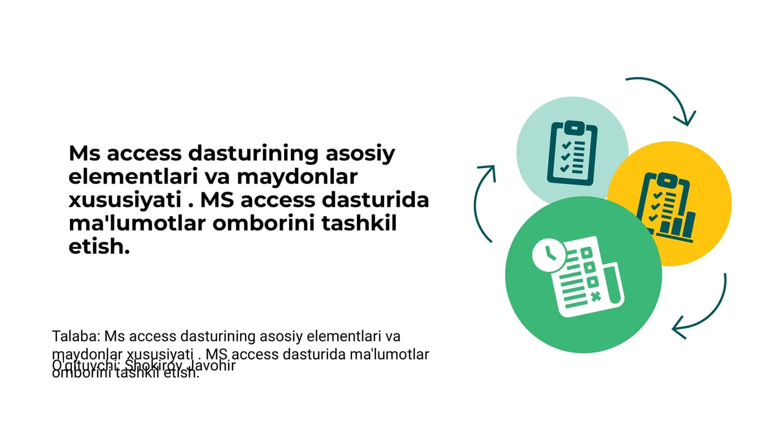 MS Access asosiy elementlari 1
