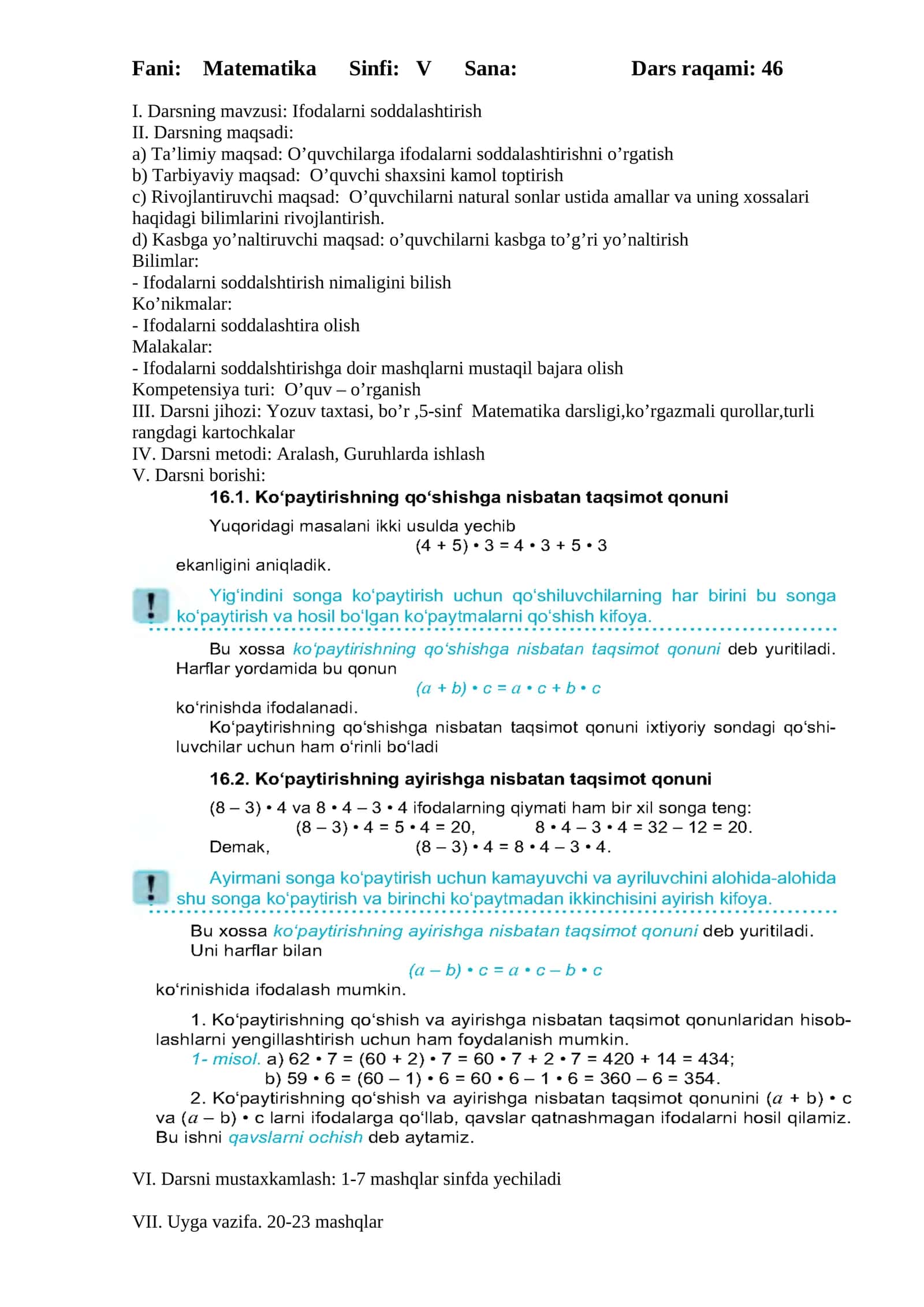 Ifodalarni soddalashtirish 1