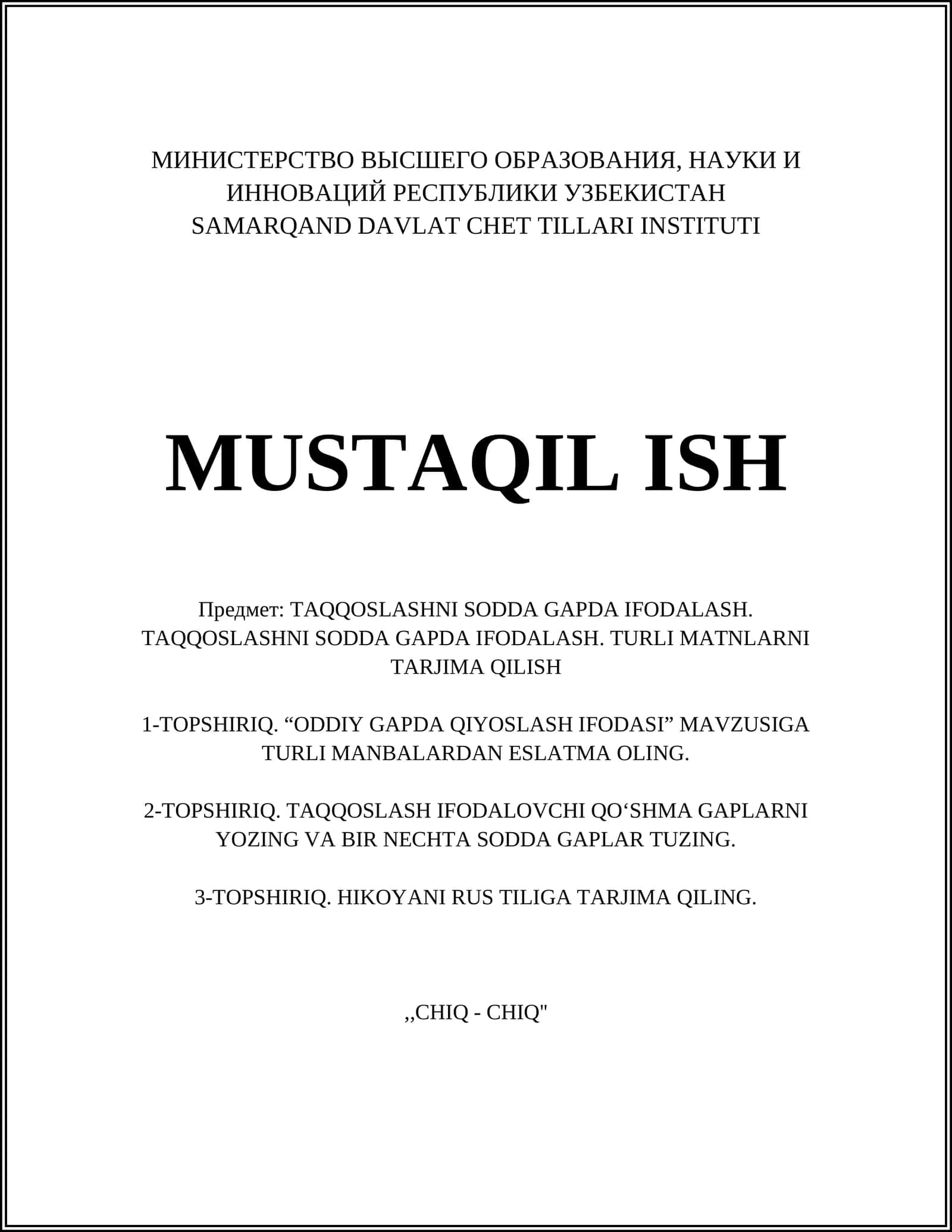 TAQQOSLASHNI SODDA GAPDA IFODALASH 1