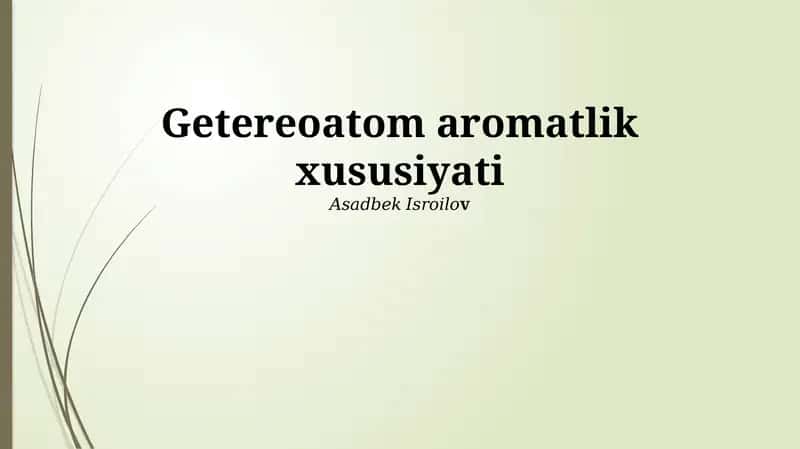Heterotsiklik Birikmalarning Aromatikligi 1
