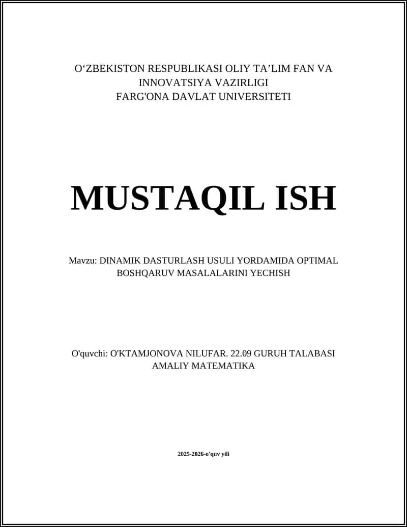 DINAMIK DASTURLASH USULI 1