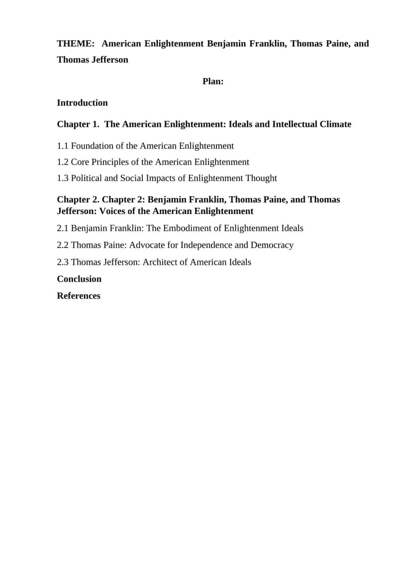 American Enlightenment Benjamin Franklin, Thomas Paine, and Thomas Jefferson
