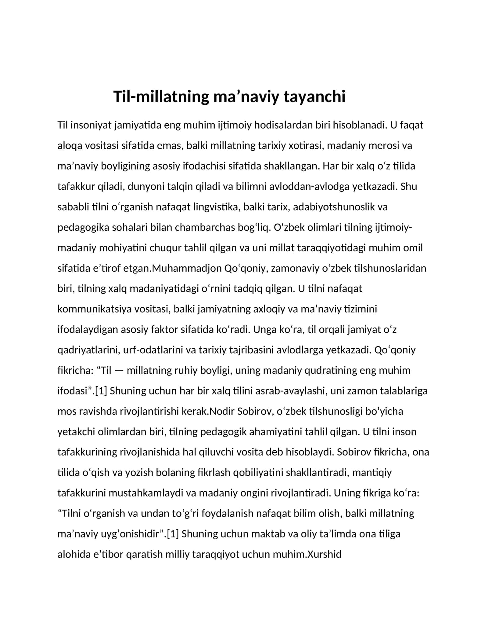 Til millatning tayanchi 1