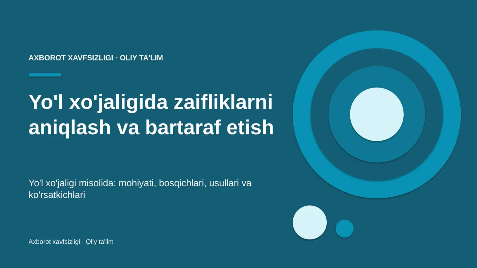 Yo'l xo'jaligida zaifliklarni aniqlash va bartaraf etish 1