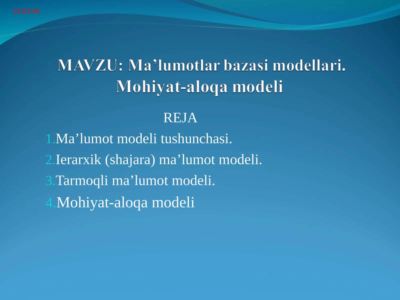 Ma’lumot modeli 1