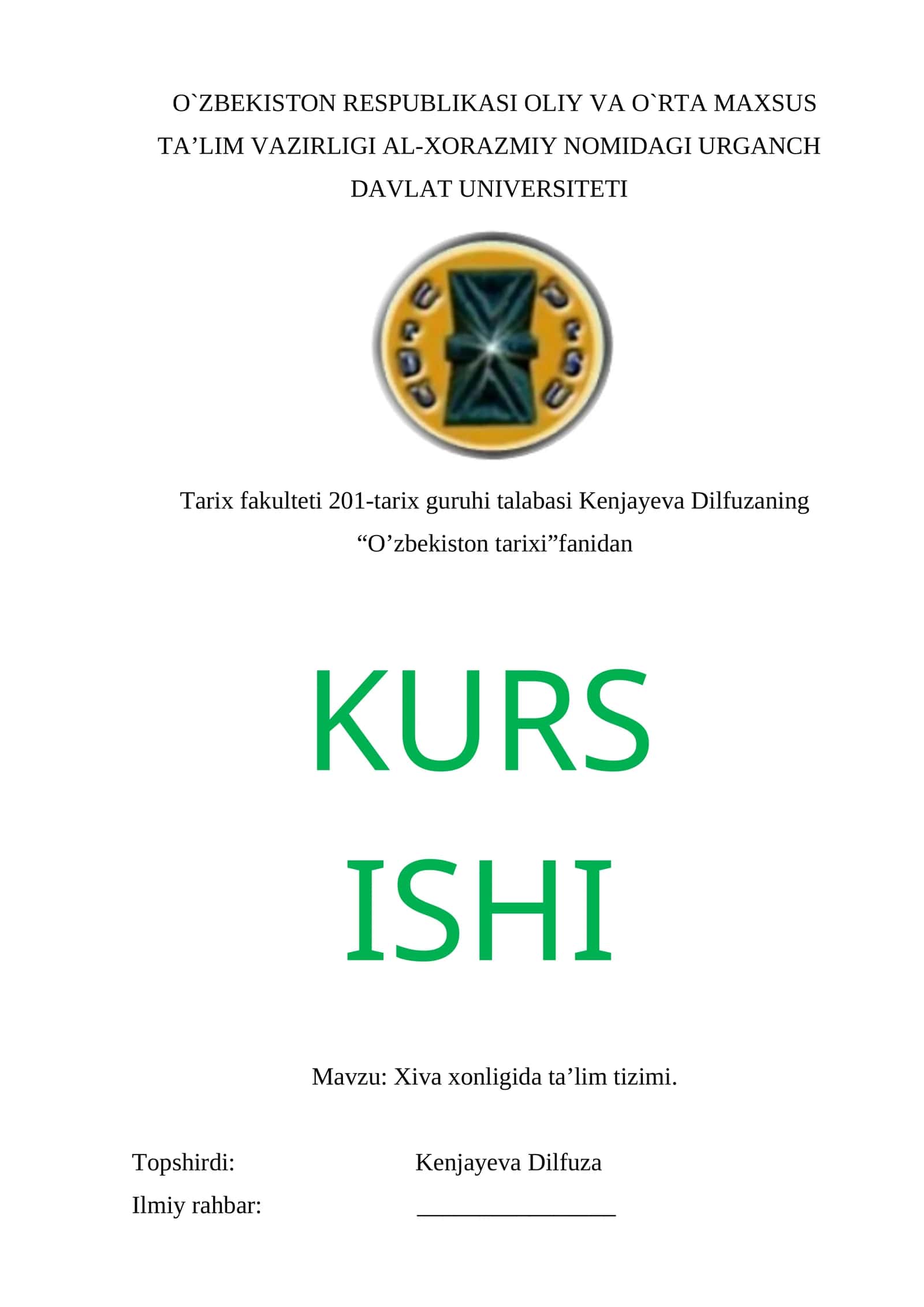 Xiva xonligida ta’lim tizimi 1