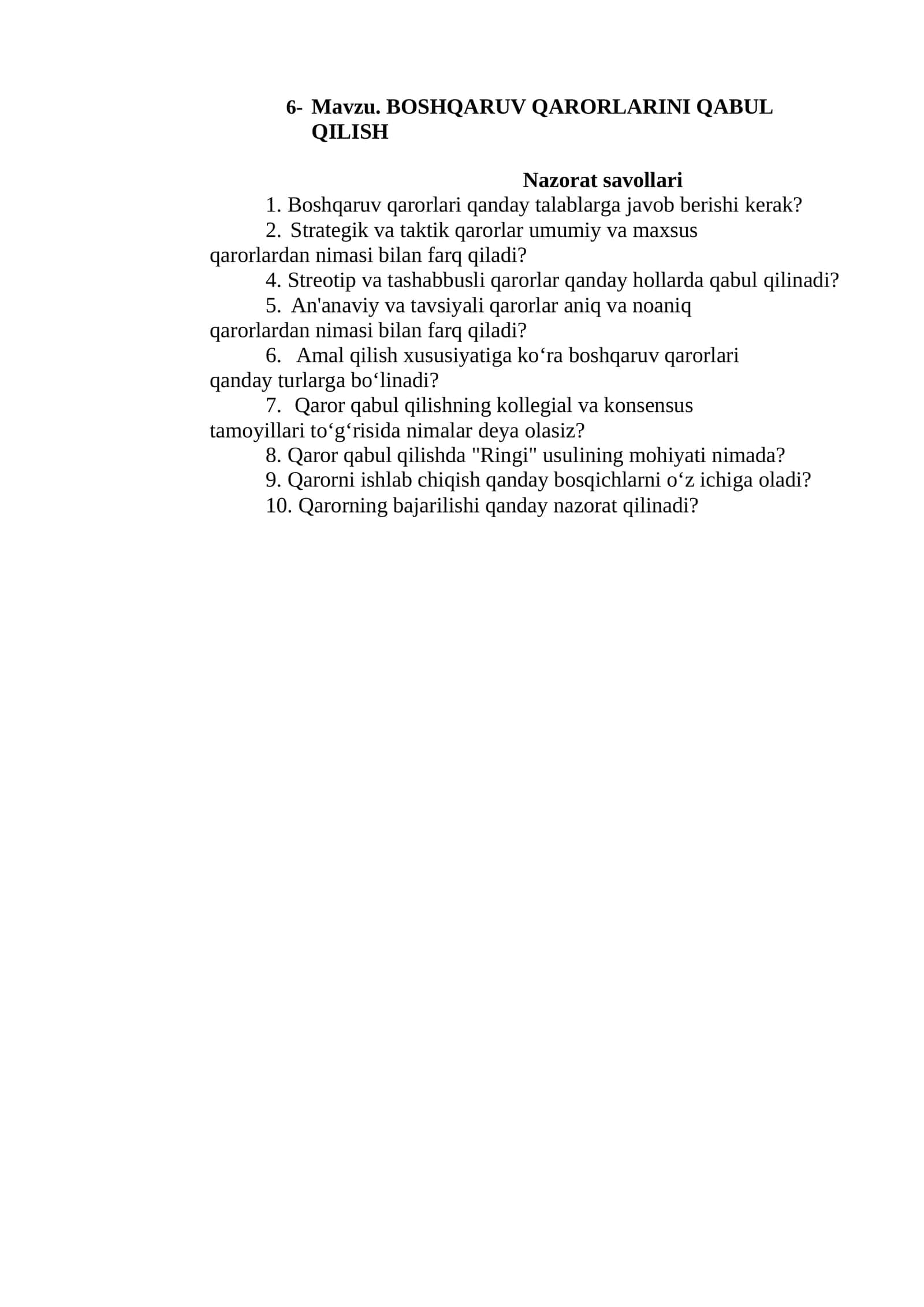 BOSHQARUV QARORLARINI QABUL QILISH 1