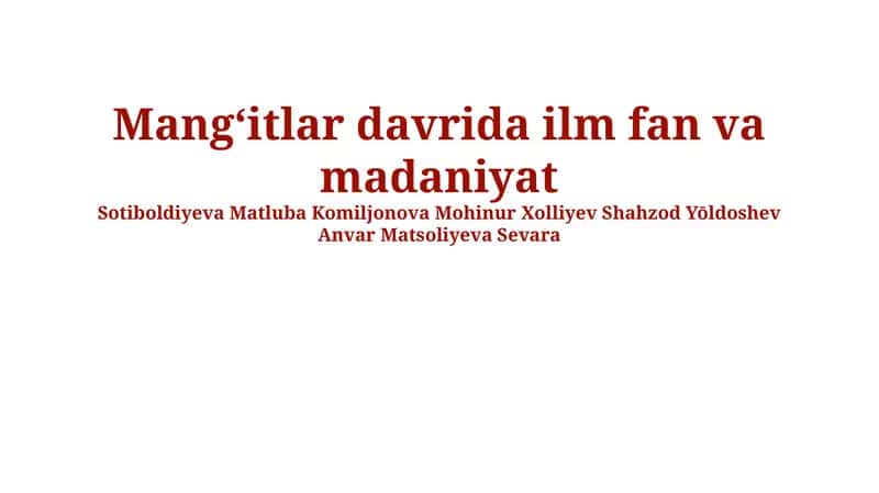 Mangʻit davri astronomiyasi 1