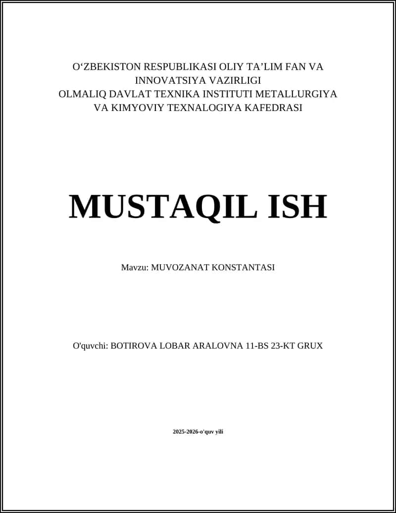 MUVOZANAT KONSTANTASI 1