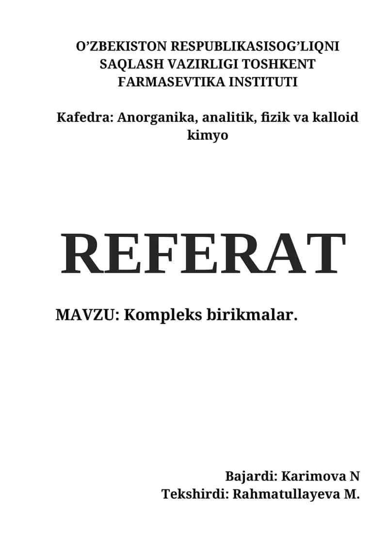 Kоmplеks birikmаlаr 1
