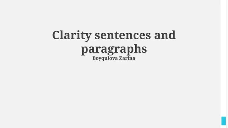 Clarity sentences and paragraphs 1