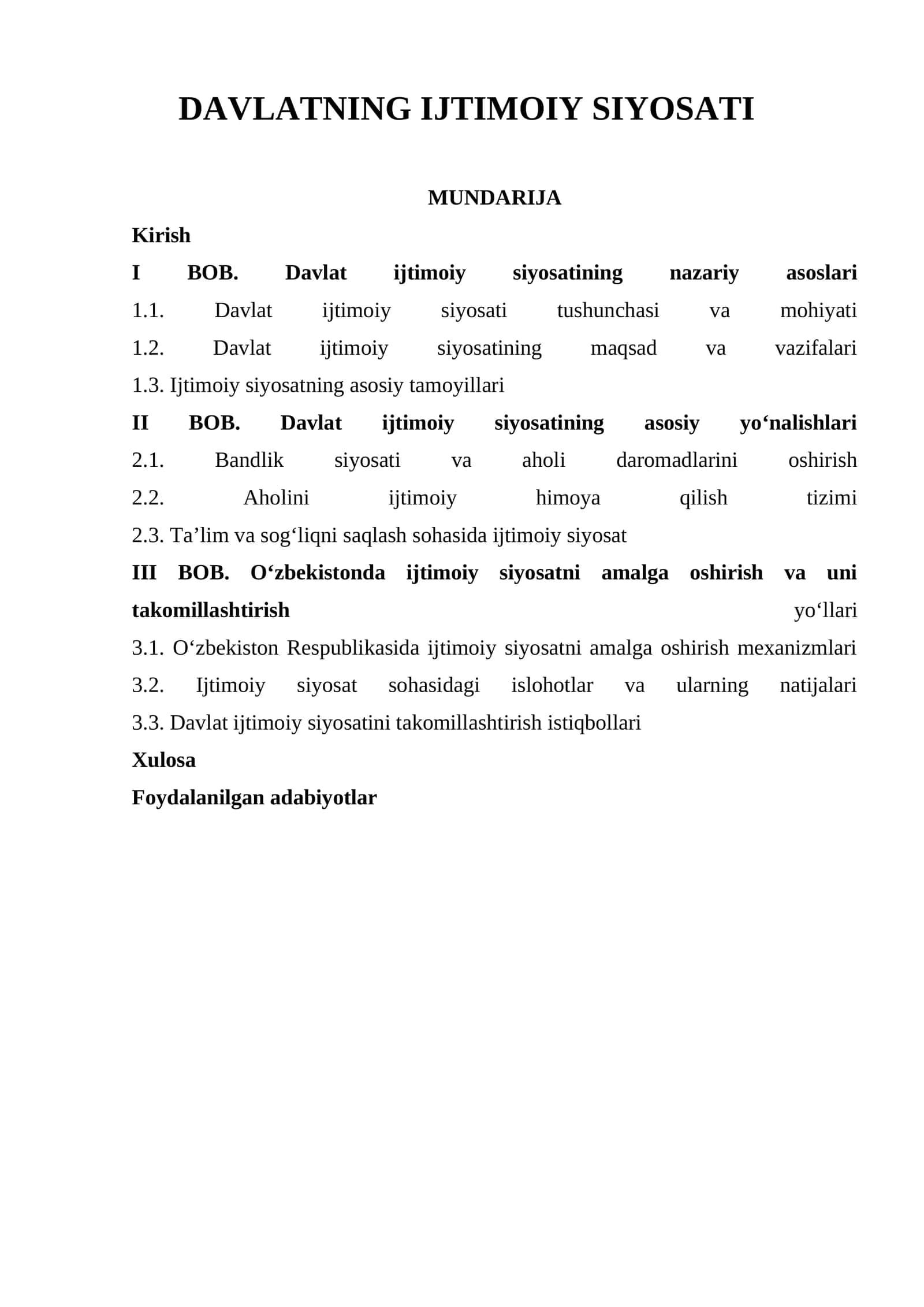 DAVLATNING IJTIMOIY SIYOSATI 1