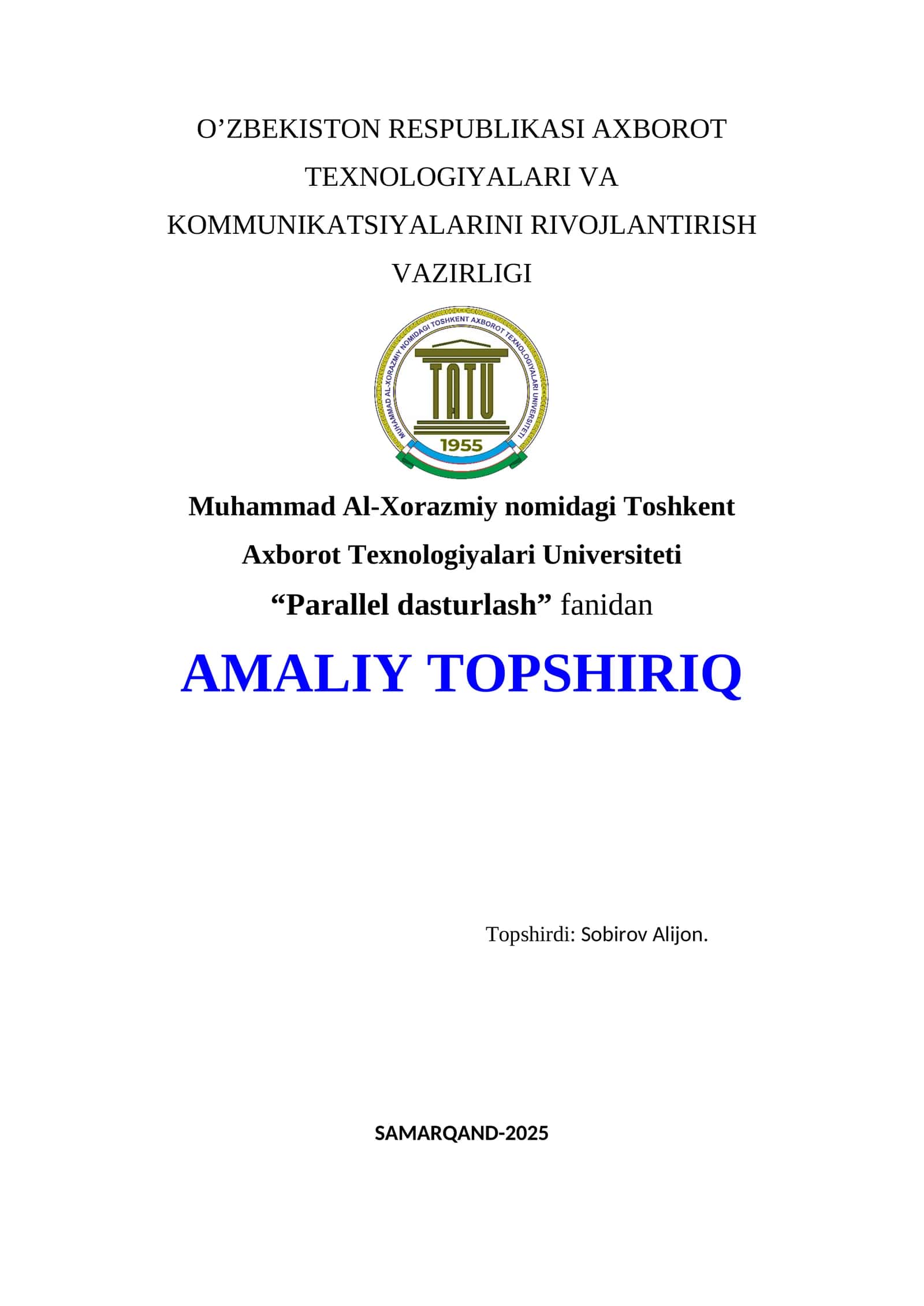 AMALIY TOPSHIRIQ 1